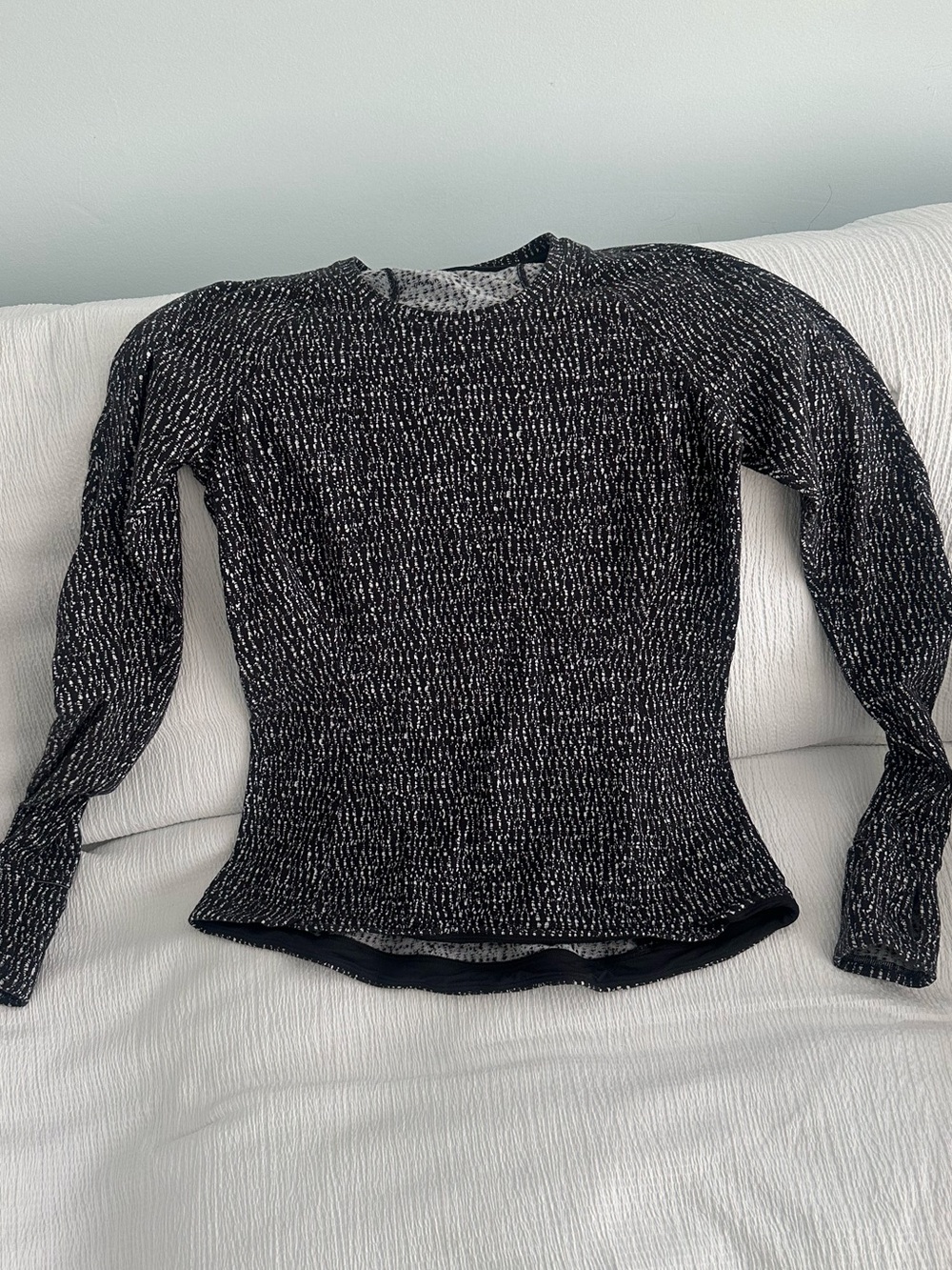 lululemon athletica Black and White Speckled Crewneck Sweater 10